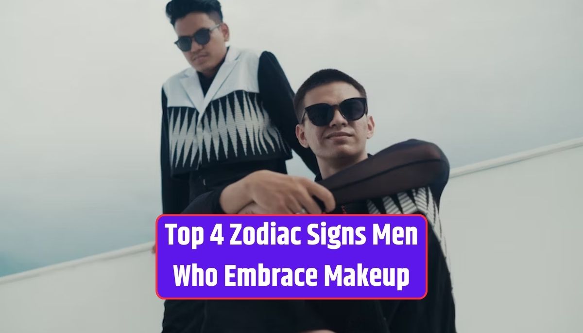 Zodiac signs, men embracing makeup, self-expression, personal style, creativity, beauty standards, artistic canvas, vibrant personalities, unconventional spirit, self-confidence, individuality, challenging norms, societal expectations, unique personalities, magnetic aura,